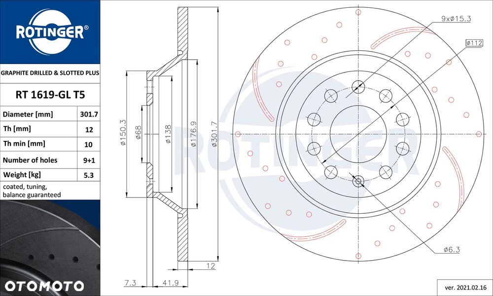 TARCZE ROTINGER AUDI A6 C6 TYŁ LITE 302mm - 2