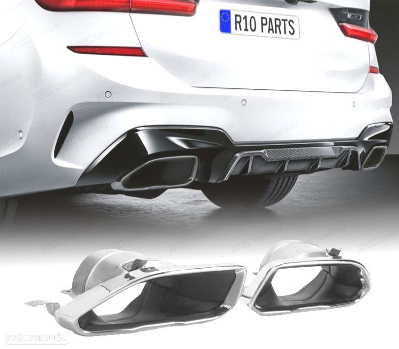 PONTEIRAS DE ESCAPE BMW G20 G21 19- LOOK M PERFORMANCE PRATEADAS - 1