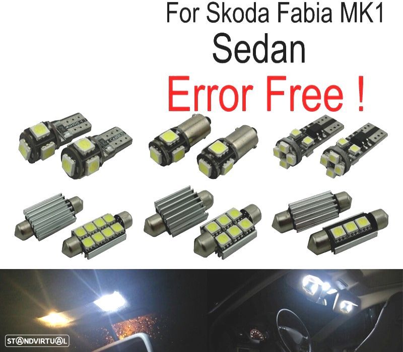 KIT COMPLETO 14 LAMPADAS LED INTERIOR PARA SKODA FABIA 1 MK1 MKI BERLINA SEDAN 99-07 - 1