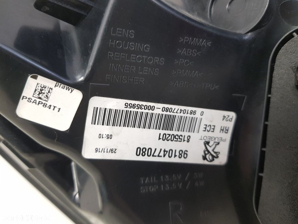 LAMPA PRAWA TYLNA PRAWY TYŁ PEUGEOT 3008 II 2 16-20 IDEALNA 9810477080 - 8