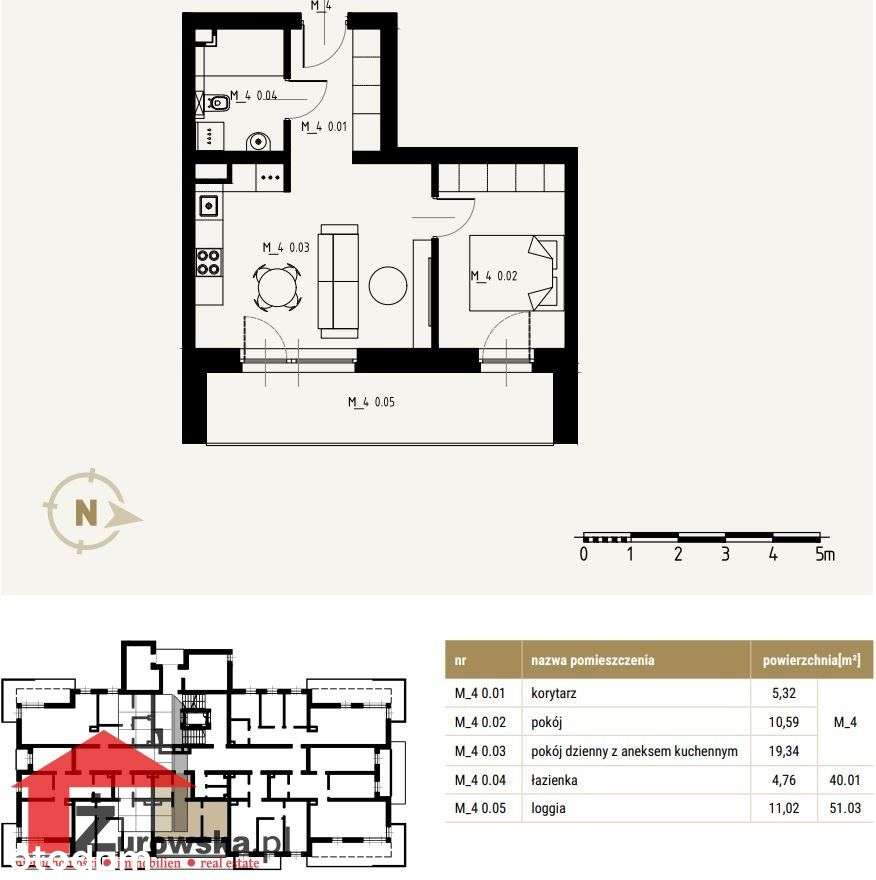 Mieszkanie, 40,01 m², Strzelce Opolskie