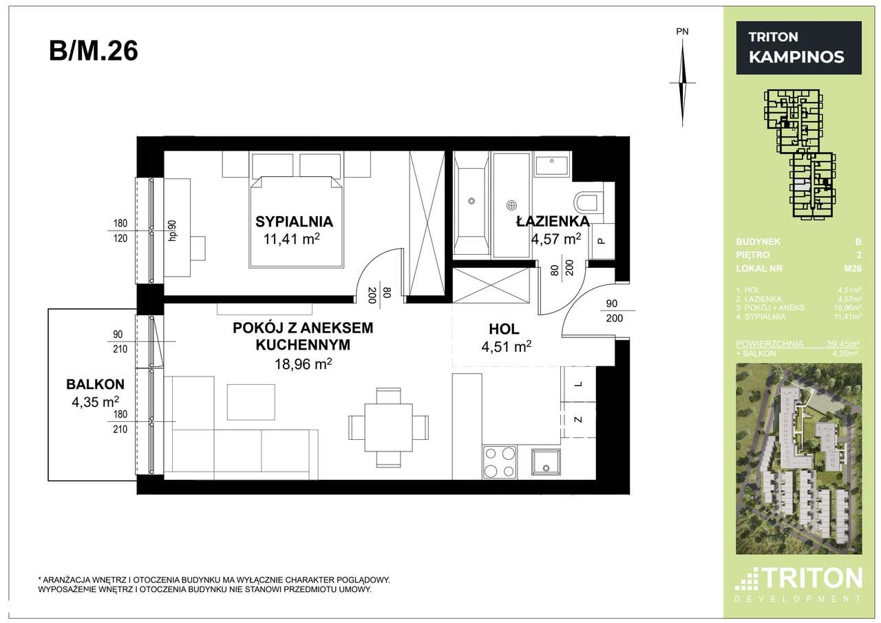 2-pokojowe mieszkanie 41m2 + balkon Bez Prowizji - Pełny obrazek: 2/7