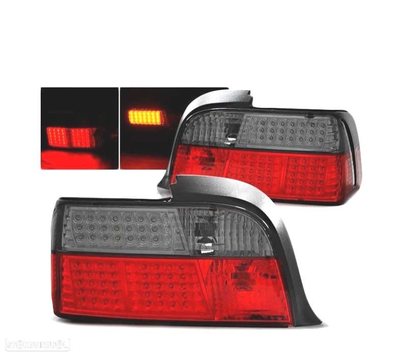 FAROLINS TRASEIROS LED PARA BMW E36 COUPÊ 90-99 RED SMOKED VERMELHO FUMADO ESCURECIDO - 1