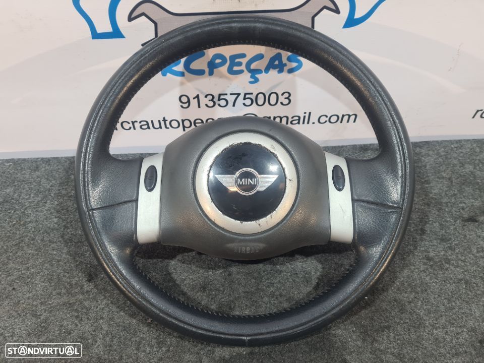 VOLANTE GUIADOR COMPLETO MINI PELE COMANDOS MULTIFUNÇÕES AIRBAG 67920610 32330146479 MINI COOPER ONE R50 R53 - 1