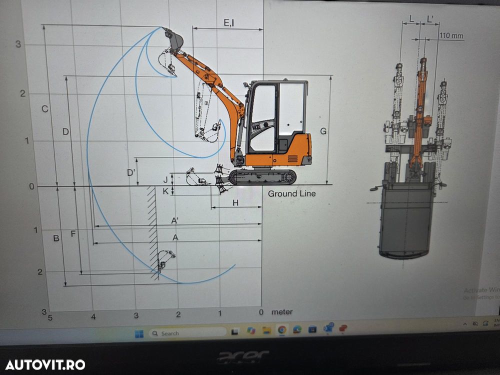 Hitachi ZX19-6, 2tone, 2026, EX DEMO 158h, LAMA, cupla rapida+cupa ingusta+cupa lata+cupa taluz, inst picon, latime 0,8m, latime cu senile extinse 1,2m, ad sapare 2,8m, ridica 1t, produs in JAPONIA, posibilitate leasing 4 ani-PROMOTIE 23900 EUR+Tva - 9