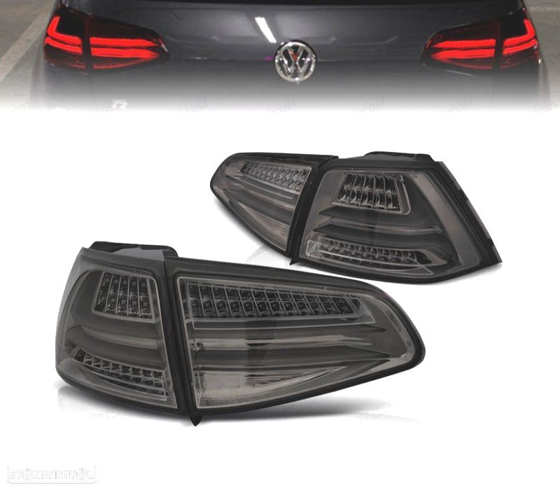 FAROLINS TRASEIROS PARA VOLKSWAGEN VW GOLF 7 12-17 LIGHTBAR CROMADO FUMADO LED - 1