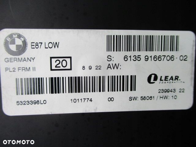 moduł świateł bmw e87 LOW 9166706-02 - 1