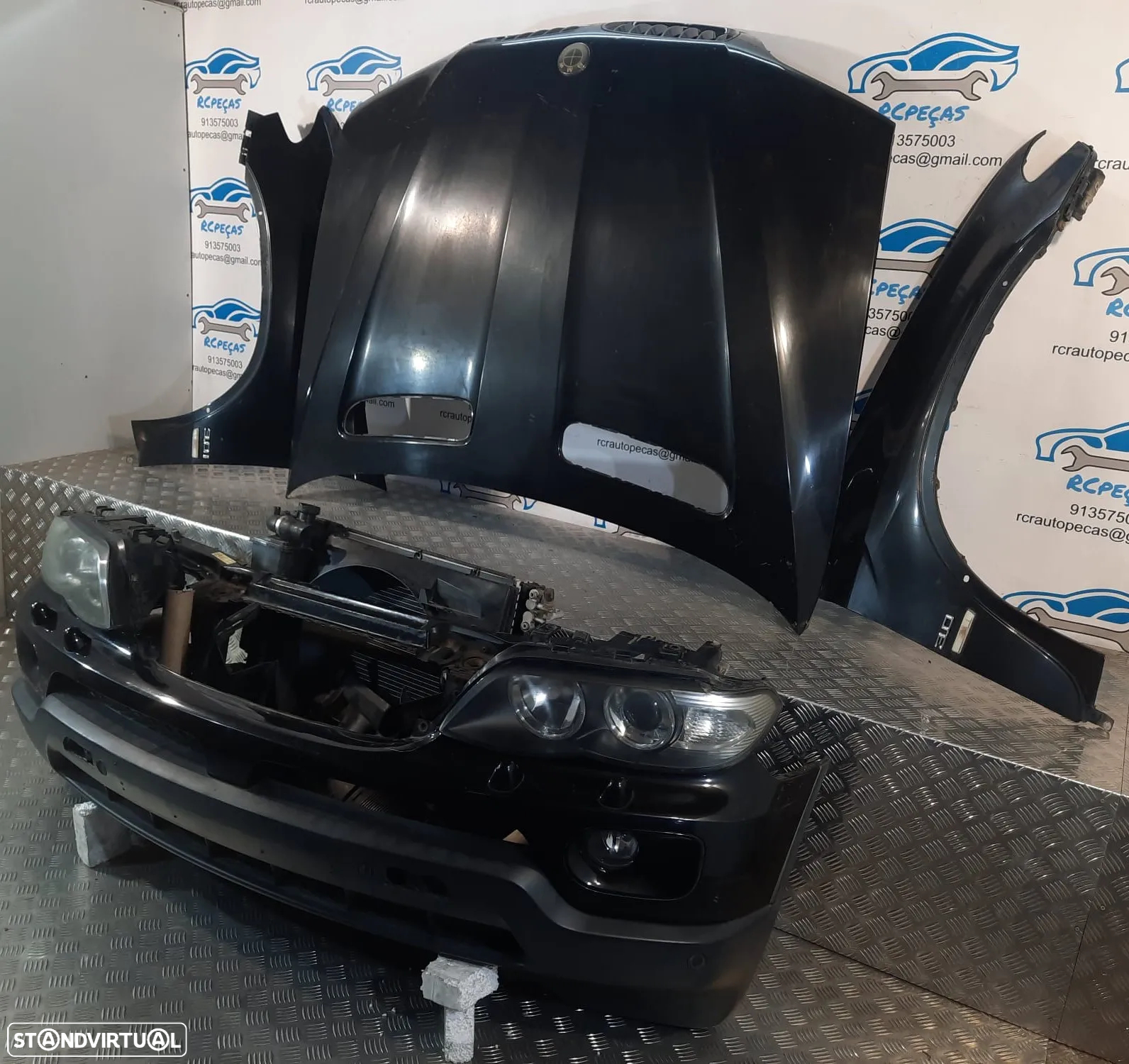 FRENTE COMPLETA BMW X5 E53 LCI CAPOT PARACHOQUES SENSORES GUARDA-LAMAS OTICAS XENON RADIADOR VENTILADOR FRENTE FIBRA REFORÇO - 2