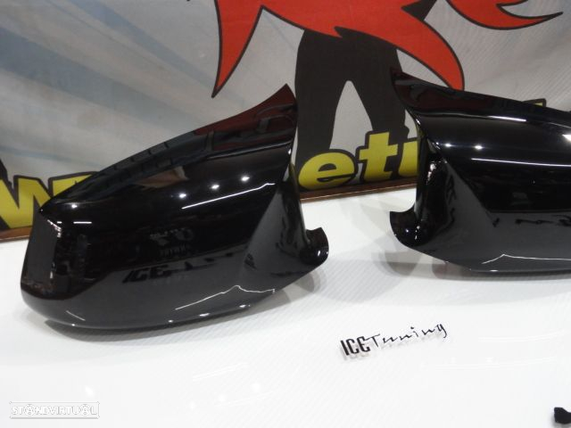 Capas, carcaça espelhos M4 look preto brilhante BMW F10 F11 F18 Pre LCI 2011-2013 em plástico - 3