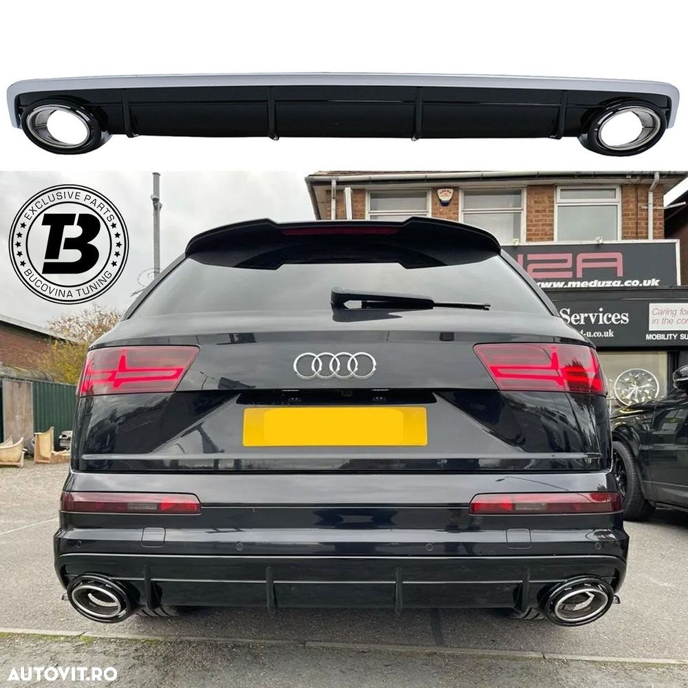 Difuzor Bara Spate cu Ornamente compatibil cu Audi Q7 4M S-Line RSQ7 Design - 1