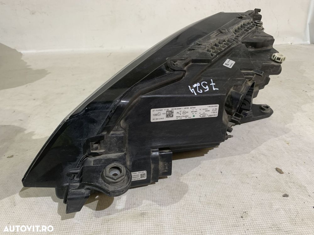 Far dreapta xenon adaptiv, Skoda Superb 3, facelift, 2019, 2020, 2021, 2022, 2023, cod origine OE 3V1941016D. - 9