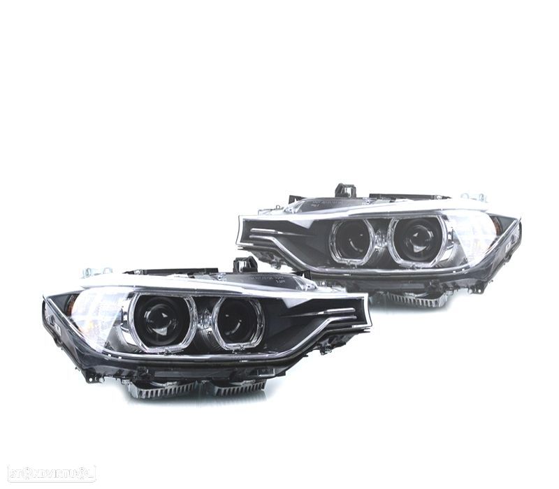 FARÓIS XENON BMW SÉRIE 3 F30 31 11-15 LUZ DE CURVA FUNDO NEGRO - 1