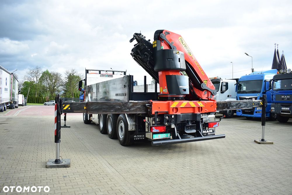 MAN TGS 35.480 Tridem 8x4 /Skrzynia 7.20m./ Palfinger PK 34002 SH/ Wciągarka/ 8 Segmentów/ 22m. / 5 i 6 Funcja/ Rotator/ Pilot/  Manual/ Euro 5/ Autokran/ Ladekran/ Kran/ HDS/ Seilwinde / Sprowadzony ! - 35