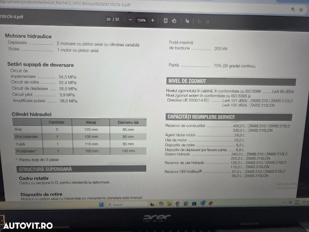 Hitachi ZX210LC-7, 2023, 3.088h, CUPLA RAPIDA, cupa NOUA 1,3mc, Masa operationala 23,4 tone, 3 camere, ad sapare 7m, 3 pompe hidr HITACHI, antifurt, ISUZU, ridica 13t, lant 90% ok, consum 12l/h, posibilitatea leasing 4 ani, CA NOU-PROMOTIE 109.900 Eur+Tva - 5