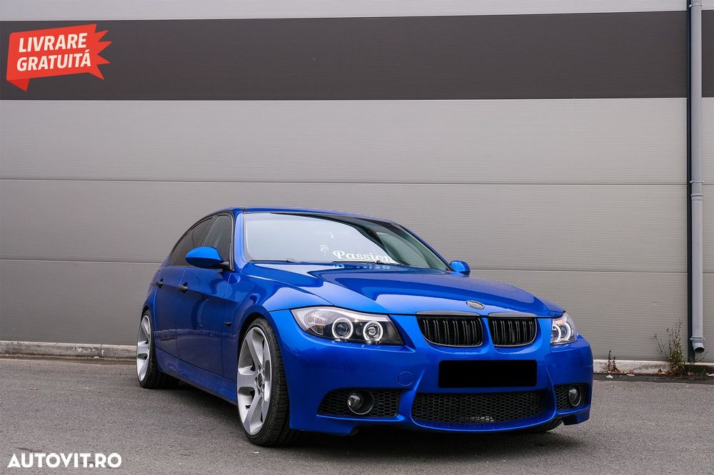 Grile Centrale Duble BMW Seria 3 E90 E91 Pre-LCI (2005-2008) M-Design Negru Lucios- livrare gratuita - 7