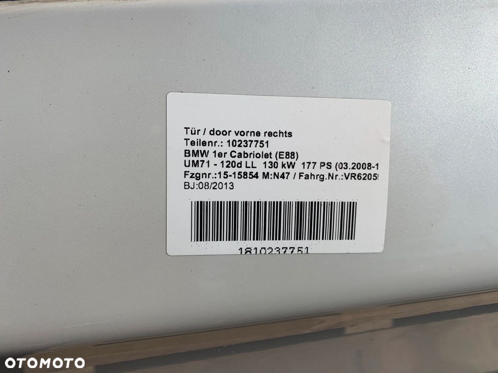 DRZWI LEWE PRAWE BMW 1 E82 E88 A96 MINERAL WEISS - 14