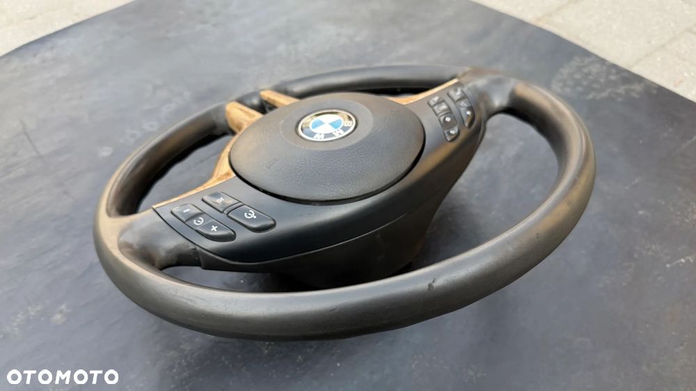 Kierownica Skórzana BMW e46 multifunkcja drewniana E39 E38 x5 E53 - 10