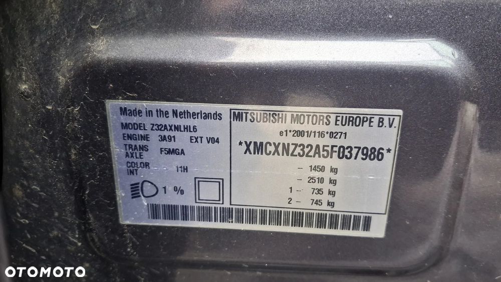 Na części MITSUBISHI COLT VI Z30 (Z3_A, Z2_A) lakier 11H silnik 1.1 12v 3A91 skrzynia maska zderzak drzwi klapa szyba fotel kanapa lusterko lampa - 13