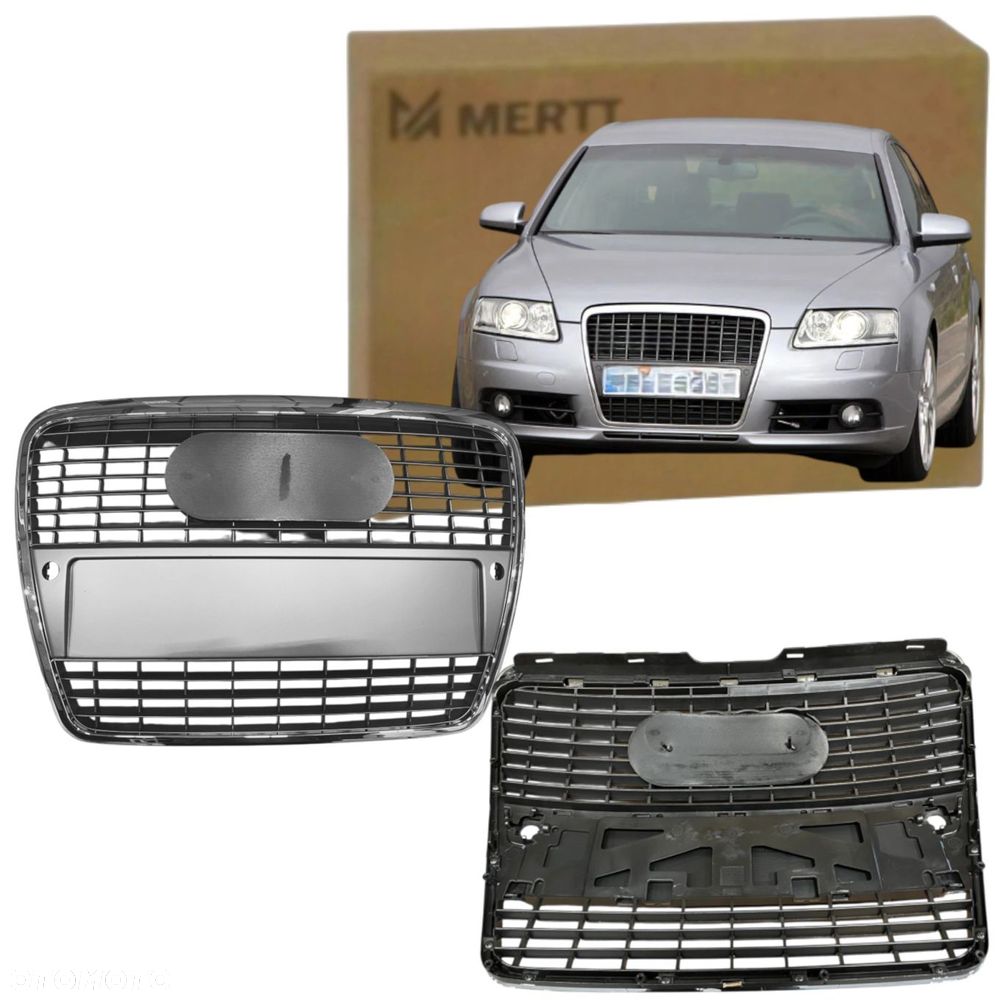 AUDI A6 C6 2004-2011 ATRAPA CHŁODNICY GRILL KRATKA PDC ramka chrom - 1