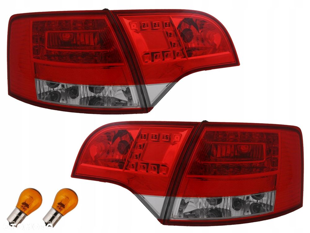 Lampy tyl kpl Led diodowe Tuning Czerwono Białe Audi A4 b7 8e 9 Avant Kombi - 1