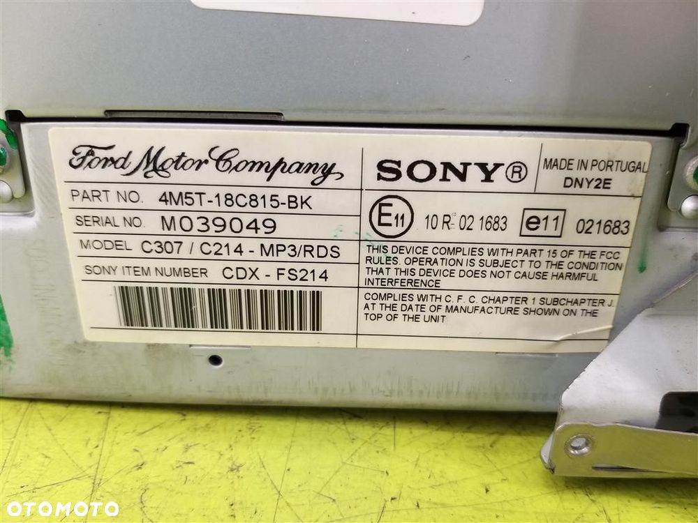 Radio CD FABRYCZNE Ford Focus MK2 2004-2011R 4M5T18C815BK CDXFS214 - 2