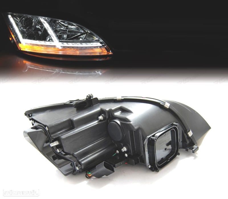 FARÓIS COM LUZ DIURNA LED DINAMICOS AUDI TT 8J 06-10 FUNDO CROMADO - 2