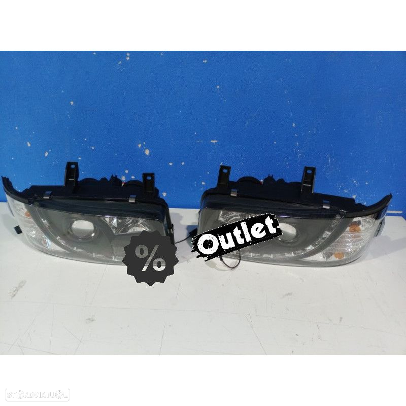 R145490C1 FARÓIS COM LUZ DIURNA LED VOLKSWAGEN VW T4 90-03 FUNDO PRETO - 5