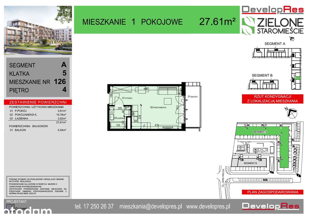 Kawalerka 27,61 m² | 4 piętro | balkon | A-126