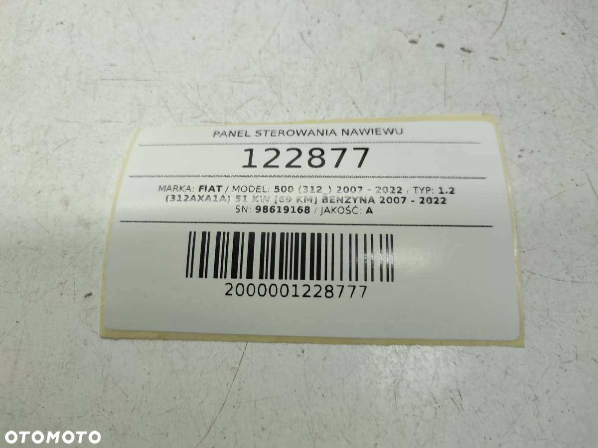 PANEL STEROWANIA NAWIEWU KLIMATYZACJI FIAT 500 98619168 - 10