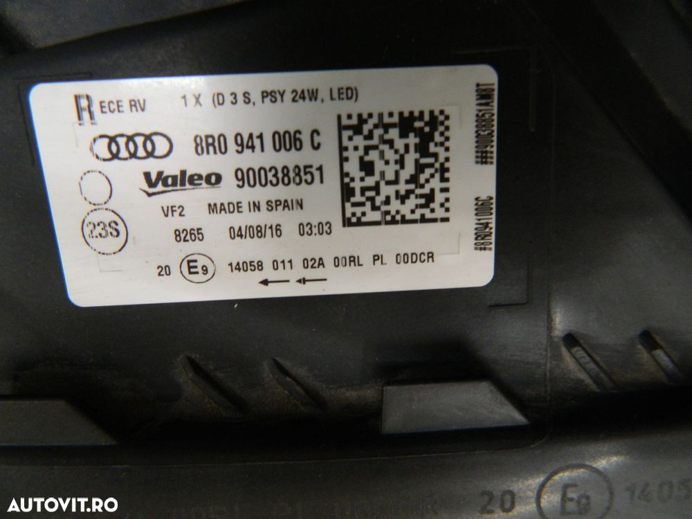 Far dreapta Audi Q5 Bi-Xenon LED, 2012, 2013, 2014, 2015, 2016, cod origine 8R0941006C. - 6