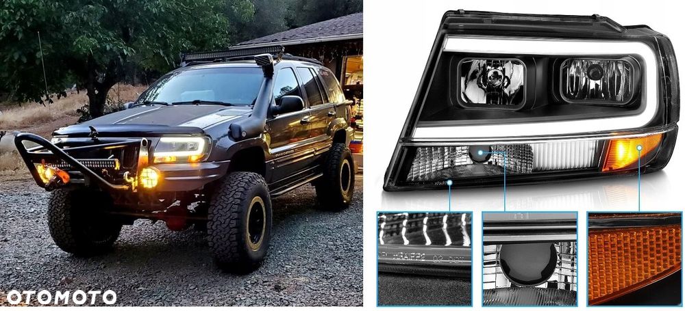 Reflektory Lampy kpl Tube LED Neon Black Tuning Jeep Grand Cherokee WJ 99- - 12