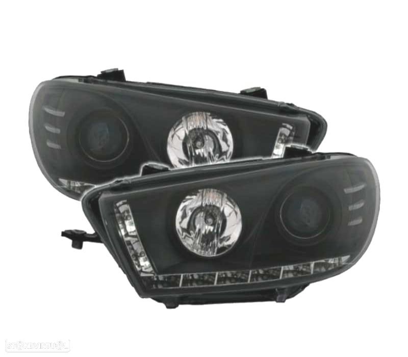 FARÓIS FRONTAIS LUZ DIURNA PARA VOLKSWAGEN VW SCIROCCO III FUNDO PRETO - 2