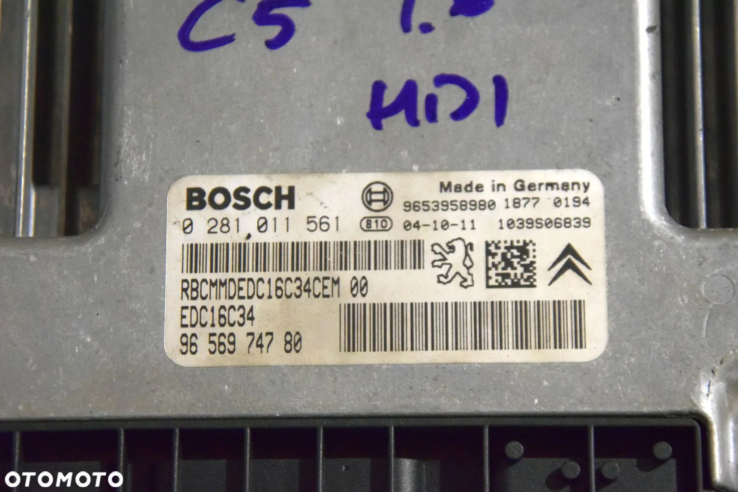 Citroen C5 LIFT 04-08 1.6 HDI Sterownik silnika komputer 0281011564 EDC16C34 9653958980 - 2