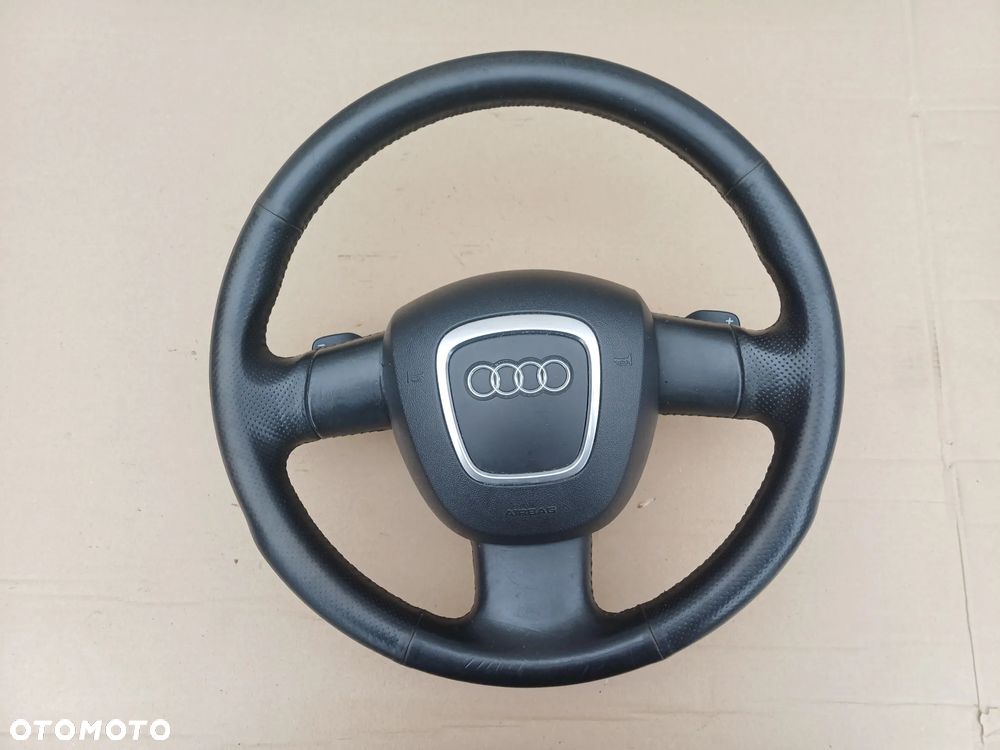 Audi A3 8P kierownica trójramienna skóra łopatki airbag poduszka kierowcy 8P0419091BK 8P0880201BJ - 1