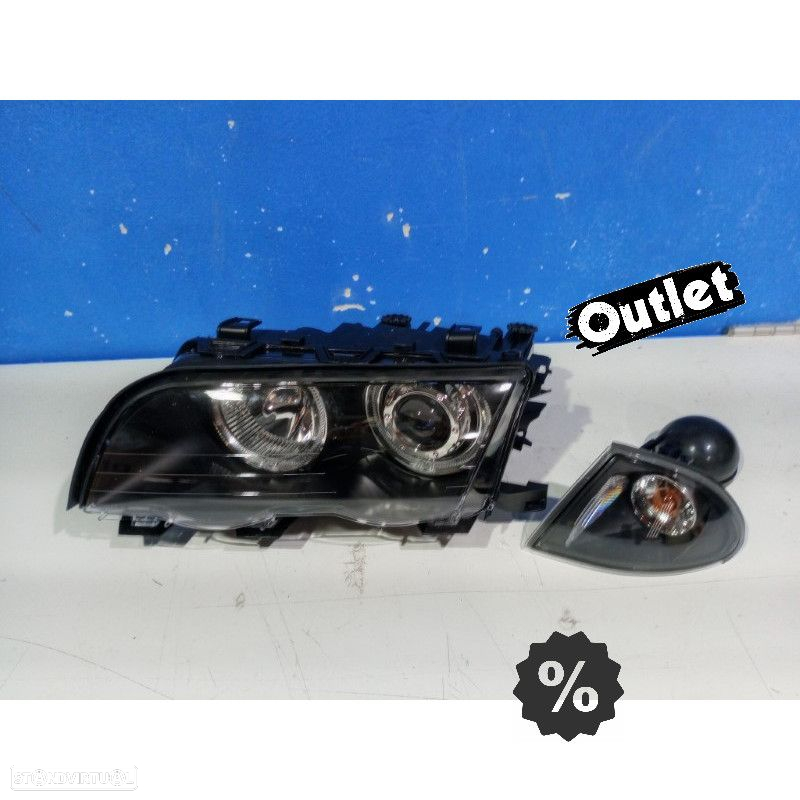 R148660C3 FAROL ESQ BMW E46 OLHO ANJO LED CCFL 4 PORTAS 01-05 FUNDO NEGRO - 4