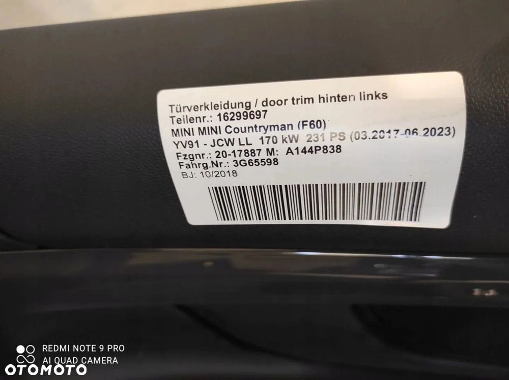 FOTELE TAPICERKA MINI COUNTRYMAN F60 JCW MANUAL - 16