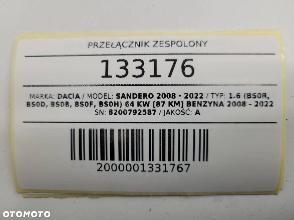 PRZEŁĄCZNIK ZESPOLONY 8200792587 DACIA SANDERO I 2009 EUROPA - 11