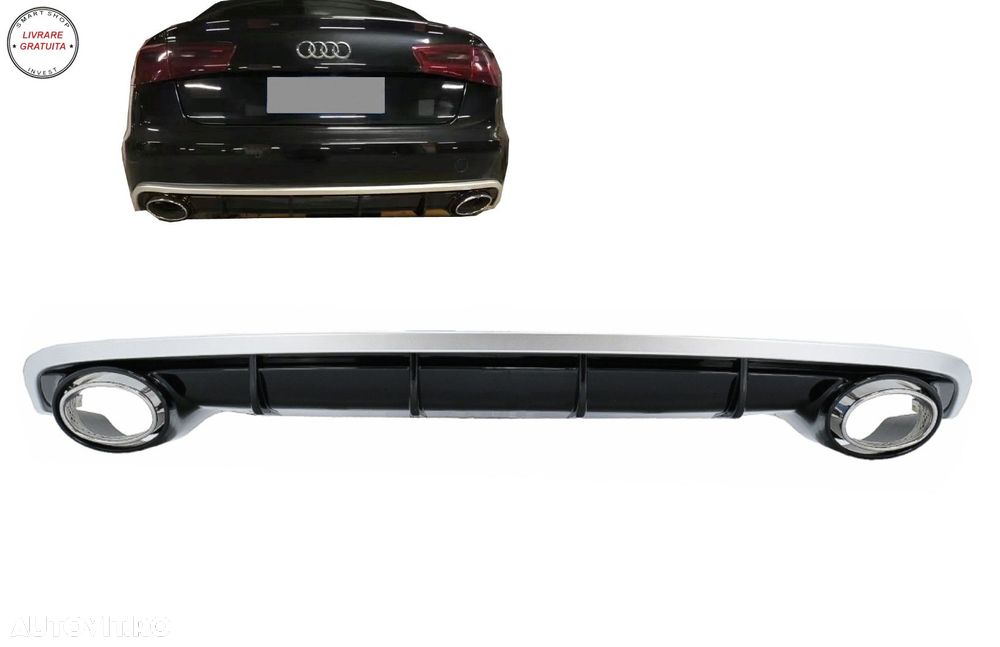 Difuzor Bara Spate si Ornamente Evacuare Audi A6 4G Facelift (2015-2018) RS6 Desig- livrare gratuita - 1