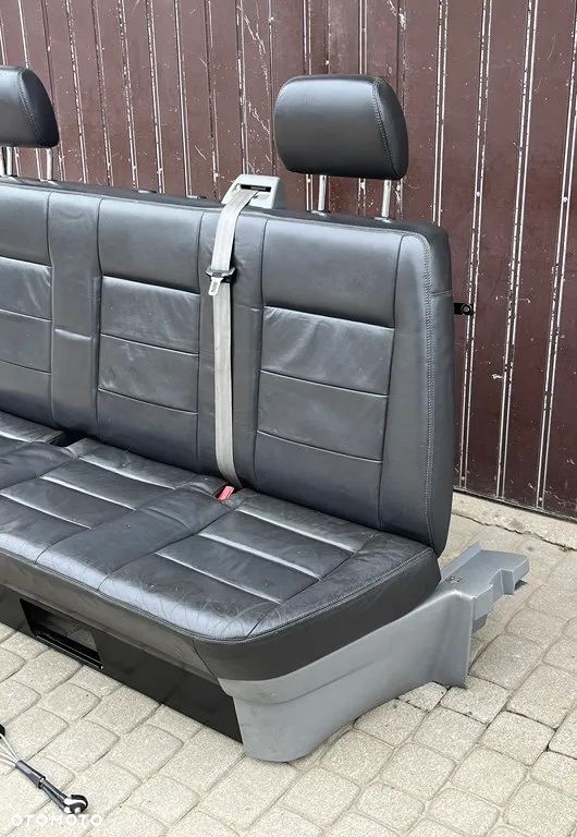KANAPA ŁAWKA TRÓJKA TYŁ DRUGI RZĄD PASY SKAJA SKÓRA CZARNA VW T5 LIFT T6 DOKA BRYGADÓWKA EU - 3