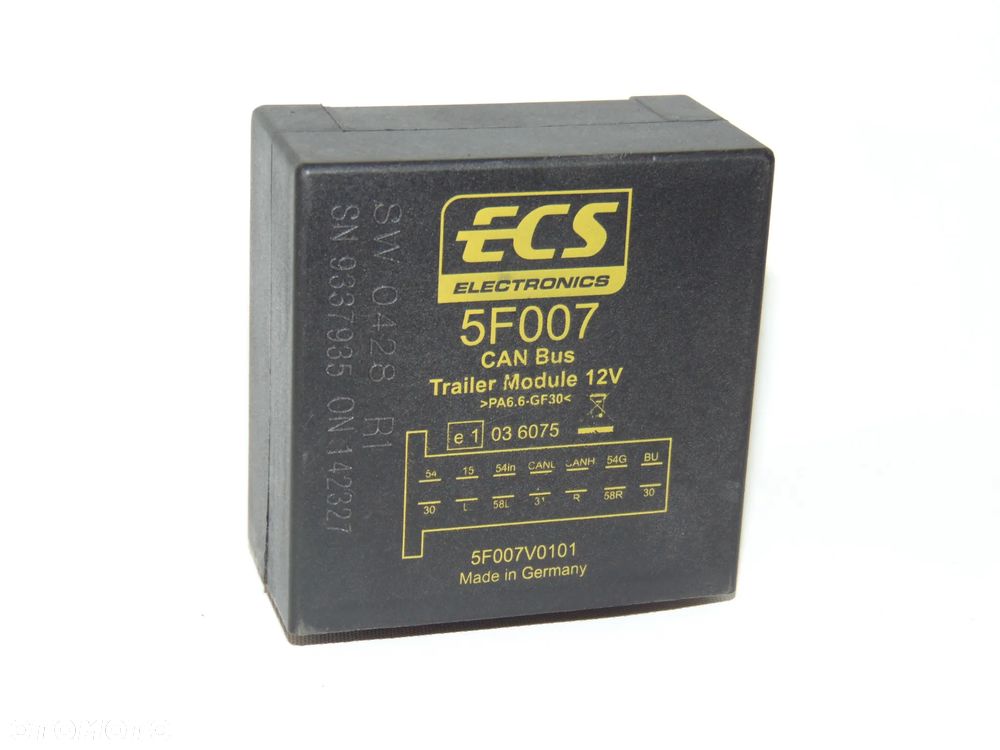 Moduł przekaźnik sterownik świateł haka holowniczego przyczepy ECS Electronics 5F007 5F007V0101 VW Volkswagen Skoda Seat Audi Mercedes Volvo Opel Ford Renault - 4