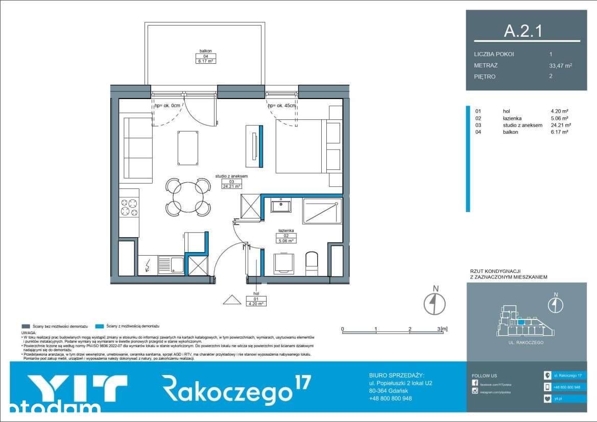 1-pokojowe mieszkanie 33m2 + balkon Bez Prowizji - Pełny obrazek: 2/12
