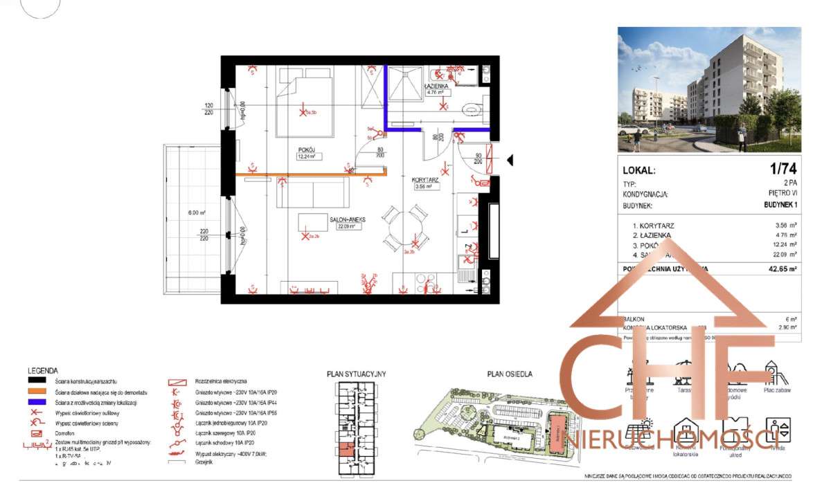 2 pokoje | 42,65 m² | Osiedle Tkacka | Sulechów - Pełny obrazek: 4/8