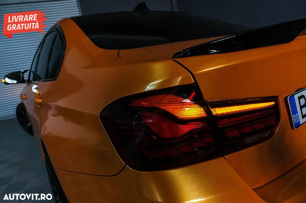 Stopuri OLED BMW Seria 3 F30 (2011-2019) F35 F80 Rosu Fumuriu M4 Design cu Semnal - livrare gratuita - 4