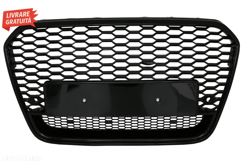 Grila Bara Fata Audi A6 C7 4G Pre-Facelift (2011-2014) RS6 Design Negru Lucios- livrare gratuita - 1