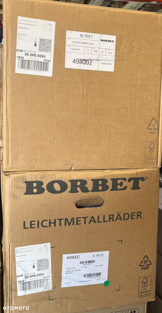 Felgi Aluminiowe Borbet 7x17 H2 ET32 4x108 Nowe Komplet Nr Kat. F4 - 5