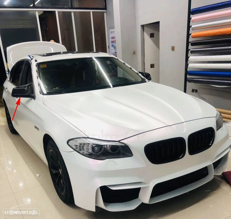 Capas, carcaça espelhos M4 look preto brilhante BMW F10 F11 F18 Pre LCI 2011-2013 em plástico - 13