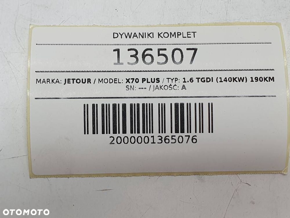 DYWANIKI KOMPLET JETOUR X70 PLUS 2025 EUROPA - 6