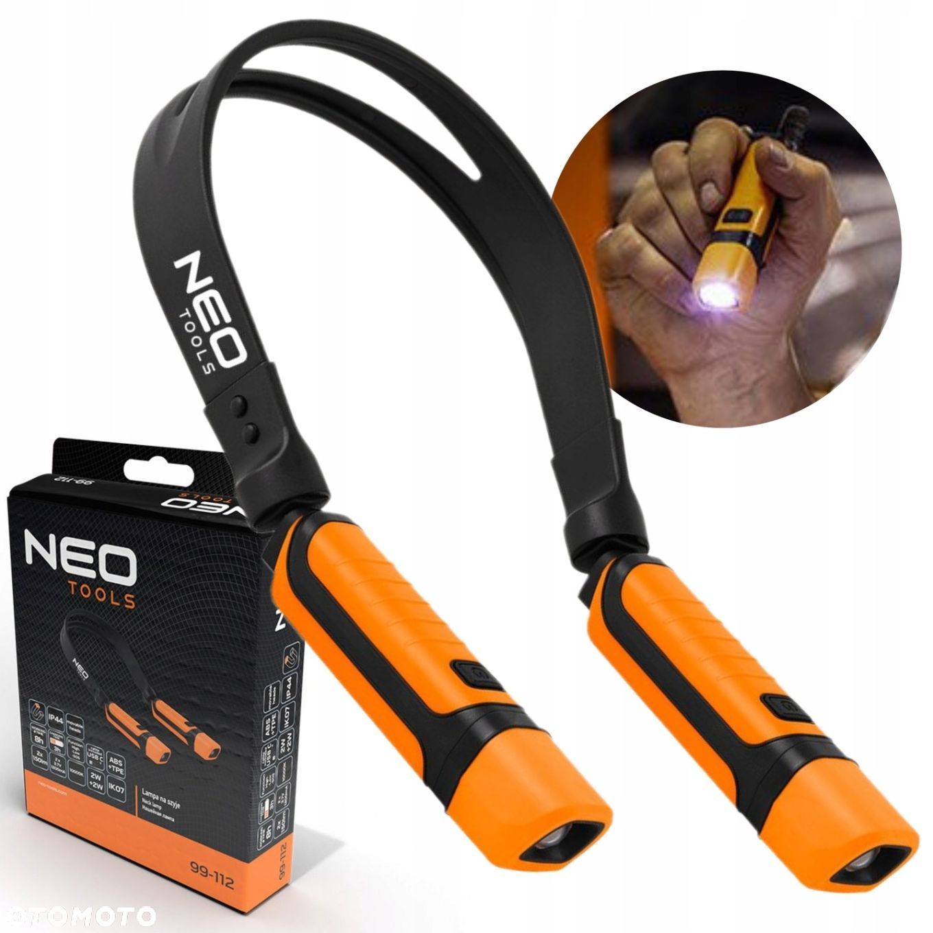 NEO LAMPA LED DO CZYTANIA 300LM LATARKA NA SZYJE AKUMULATOR USB-C 99-112 - 1