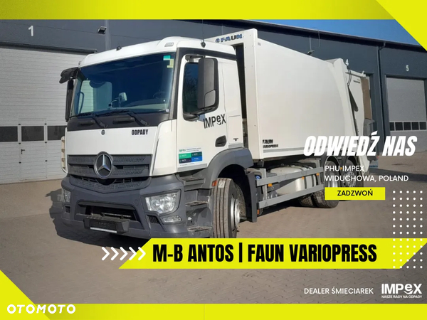 Mercedes-Benz Antos - Śmieciarka 3-osiowa / 1-komorowa / Zabudowa Faun Variopress