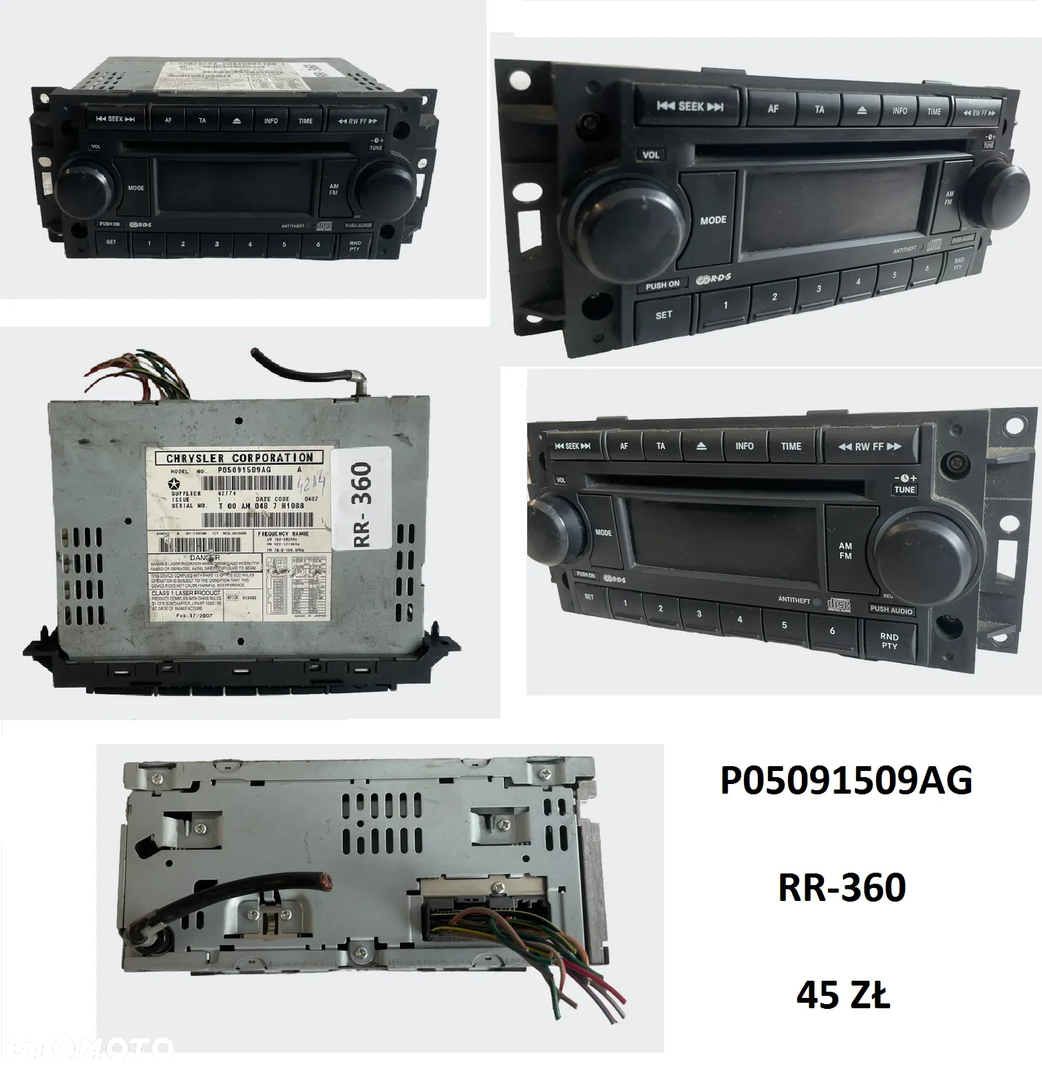 Radio CD Volkswagen Chrysler Jeep Dodge Mercedes Seat 1K0035186AD P05091509AG 6J0035153B A2038201686 A2098206589 - 3